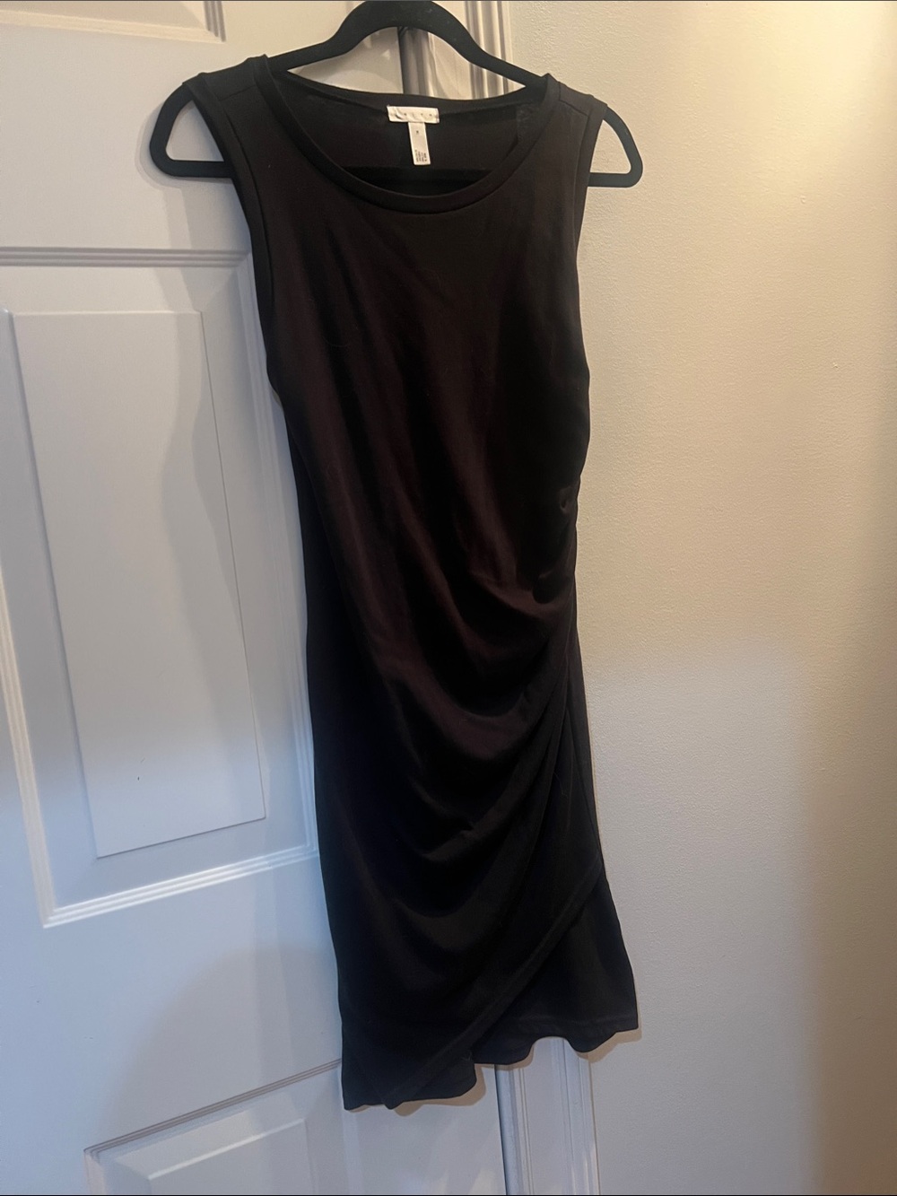Sleeveless Black Ruched Sheath Dress by leith